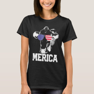 Koe 4e Van 7 Moorica Merica Amerika Vlag Boerderij T-shirt