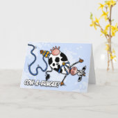 koe-a-bungee-wenskaart kaart (Gele Bloem)