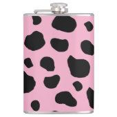 Koe afdrukken, Koe Patroon, Koe spots, roze Koe Heupfles (Voorkant)