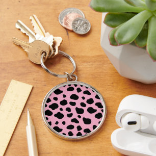 Koe afdrukken, Koe Patroon, Koe spots, roze Koe Sleutelhanger
