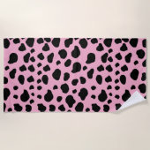 Koe afdrukken, Koe Patroon, Koe spots, roze Koe Strandlaken (Voorkant)
