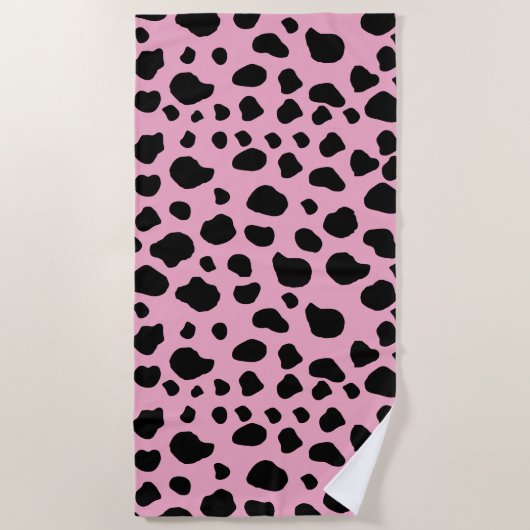 Koe afdrukken, Koe Patroon, Koe spots, roze Koe Strandlaken (Voorkant)