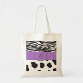 Koe afdrukken, Koe spots, Zebrastrips, monogram Tote Bag (Voorkant)