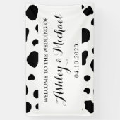 Koe afdrukken, Koeien spuiten, zwart en wit, bruil Spandoek (Verticaal)