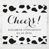 Koe afdrukken, Koeien spuiten, zwart en wit, bruil Sparkling Wijnetiket (Enkel label)