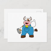 Koe als ambachtsman met Hammer Briefkaart (Voorkant / Achterkant)