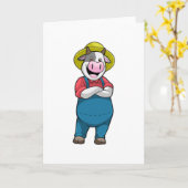 Koe als boer met hoed kaart (Gele Bloem)