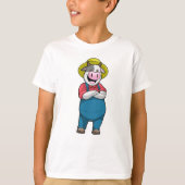 Koe als landbouwer met Pet T-shirt (Voorkant)