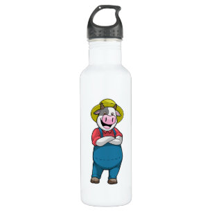 Koe als landbouwer met Pet Waterfles