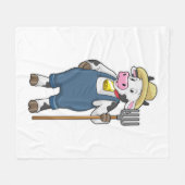 Koe als landbouwer met Pitchfork Fleece Deken (Voorkant (Horizontaal))