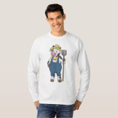 Koe als landbouwer met Pitchfork T-shirt (Voorkant volledig)