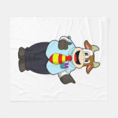 Koe als leraar met Stropdas Fleece Deken (Voorkant (Horizontaal))