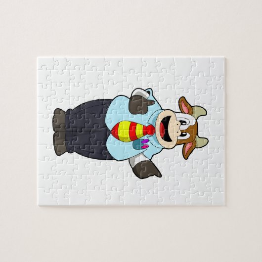 Koe als leraar met Stropdas Legpuzzel (Horizontaal)