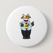 Koe als leraar met Stropdas Ronde Button 7,6 Cm (Voorkant)