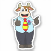Koe als leraar met Stropdas Sticker (Voorkant)