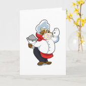 Koe als ober met dienblad kaart (Gele Bloem)