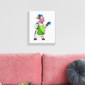 Koe als schilder met verf & pron canvas afdruk (Insitu (Woonkamer))