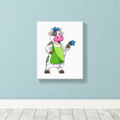 Koe als schilder met verf & pron canvas afdruk (Insitu (Houten vloer))