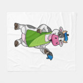 Koe als schilder met verf & pron fleece deken (Voorkant (Horizontaal))