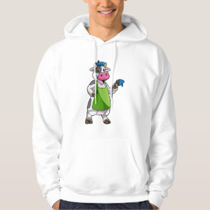 Koe als schilder met verf & pron hoodie