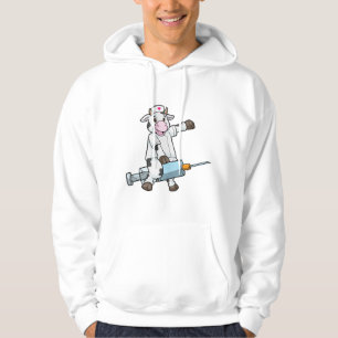 Koe als verpleegster met hart en spuit hoodie