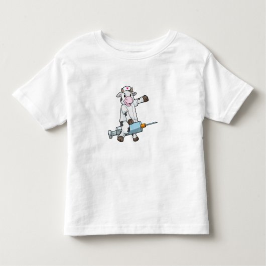 Koe als verpleegster met hart en spuit kinder shirts (Voorkant)