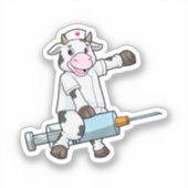 Koe als verpleegster met hart en spuit sticker (Voorkant)