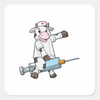 Koe als verpleegster met hart en spuit