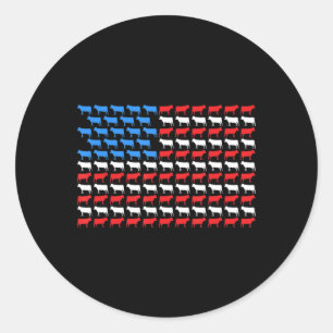 Koe Amerikaanse vlag op 4 juli veeteelt Verenigde  Ronde Sticker