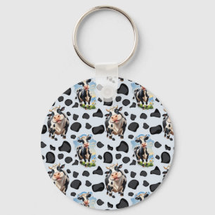Koe Animal Pattern Design Sleutelhanger