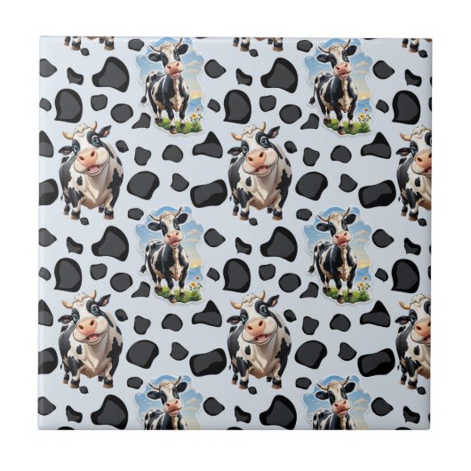 Koe Animal Pattern Design Tegeltje (Voorkant)