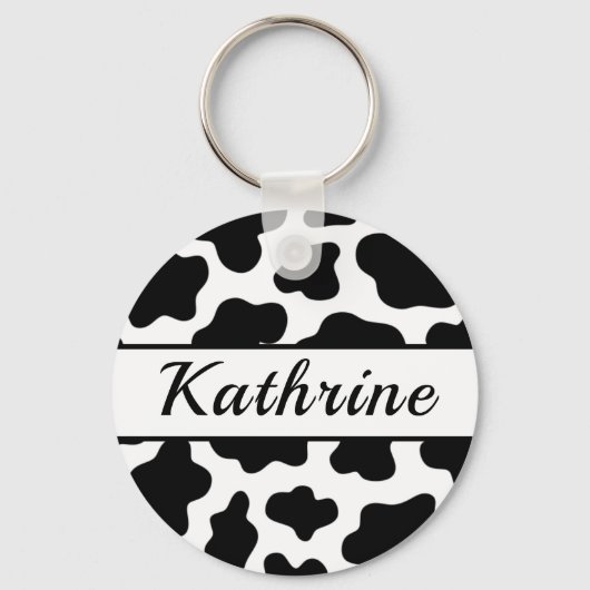 Koe Animal Print Name Sleutelhanger (Voorkant)