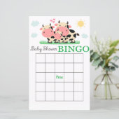 Koe baby shower bingo-kaart (Staand voorkant)