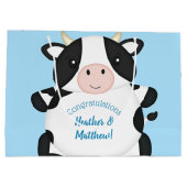 Koe Baby shower blauw Groot Cadeauzakje (Achterkant)