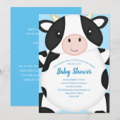 Koe Baby shower blauw Kaart (Voorkant / Achterkant)