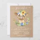 Koe Baby shower Floral Kaart (Voorkant)