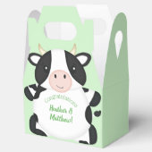 Koe Baby shower Groen Bedankdoosjes (Geopend)