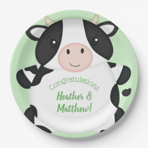 Koe Baby shower Groen Papieren Bordje