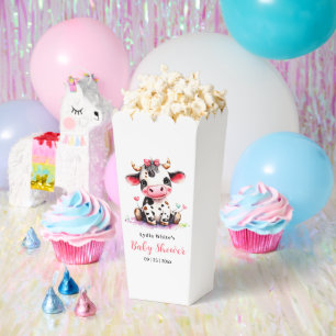 Koe baby shower minimalistisch roze meisje baby sh bedankdoosjes