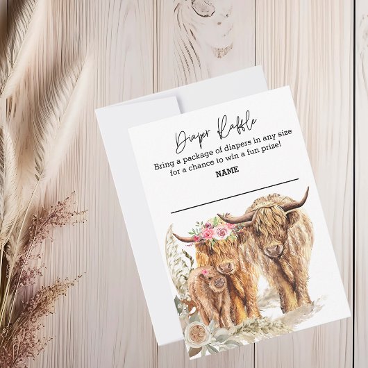 Koe Baby shower Paar's luier Raffle Kaart