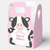 Koe Baby shower Roze Bedankdoosjes (Geopend)