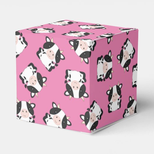 Koe Baby shower Roze Bedankdoosjes (Achterkant)