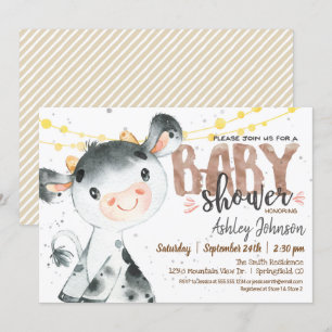 Koe Baby shower uitnodiging, Jongen, Boerderij Kaart