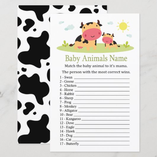 Koe Babydieren Naam Game (Voorkant / Achterkant)
