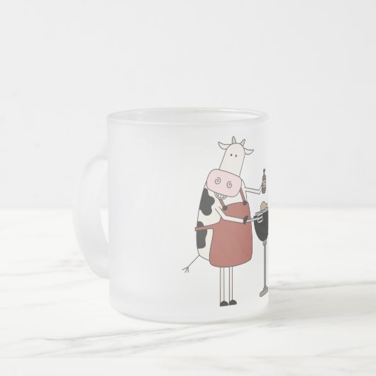 Koe Barbeque Tshirts en geschenken Matglas Koffiemok (Voorkant links)