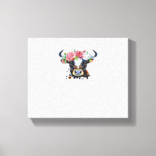 Koe bekroond met bloemen Classic T-Shirt Canvas Afdruk