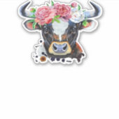 Koe bekroond met bloemen Classic T-Shirt Sticker (Voorkant)