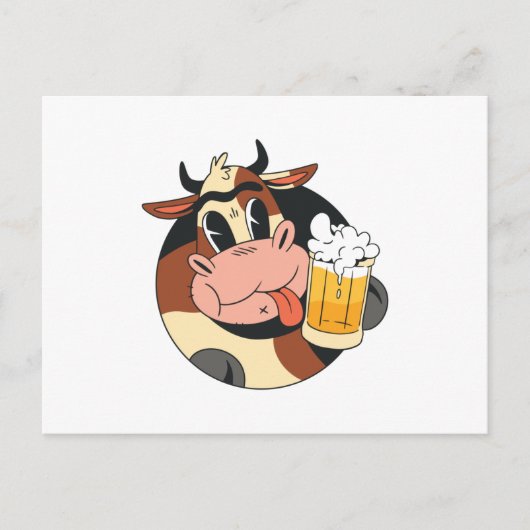 Koe bier briefkaart (Voorkant)