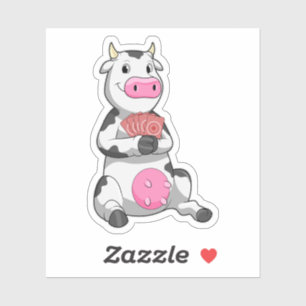 Koe bij Poker met pokerkaarten Sticker