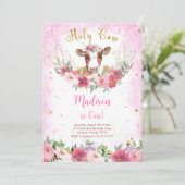 Koe Birthday Uitnodiging (Staand voorkant)